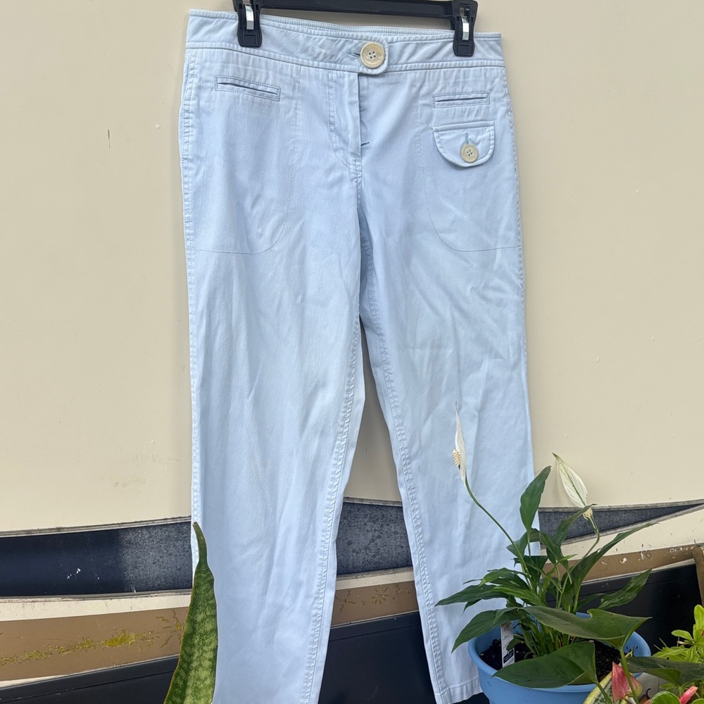 elevenses Light Blue Women's Pants with Button-Front Detail